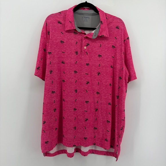 Chaps Other - Chaps Golf Mens XL Pink Heather Golf Polo Shirt All Over Print‎ Cart Bottles